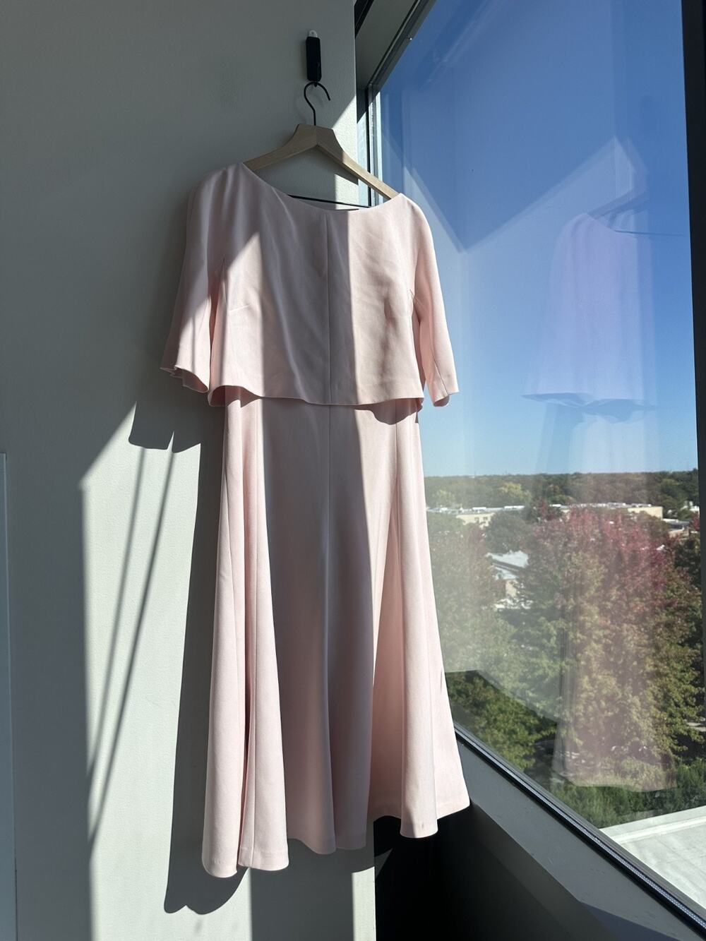 Lafayette 148 New York Light Pink Cape Overlay Midi Dress